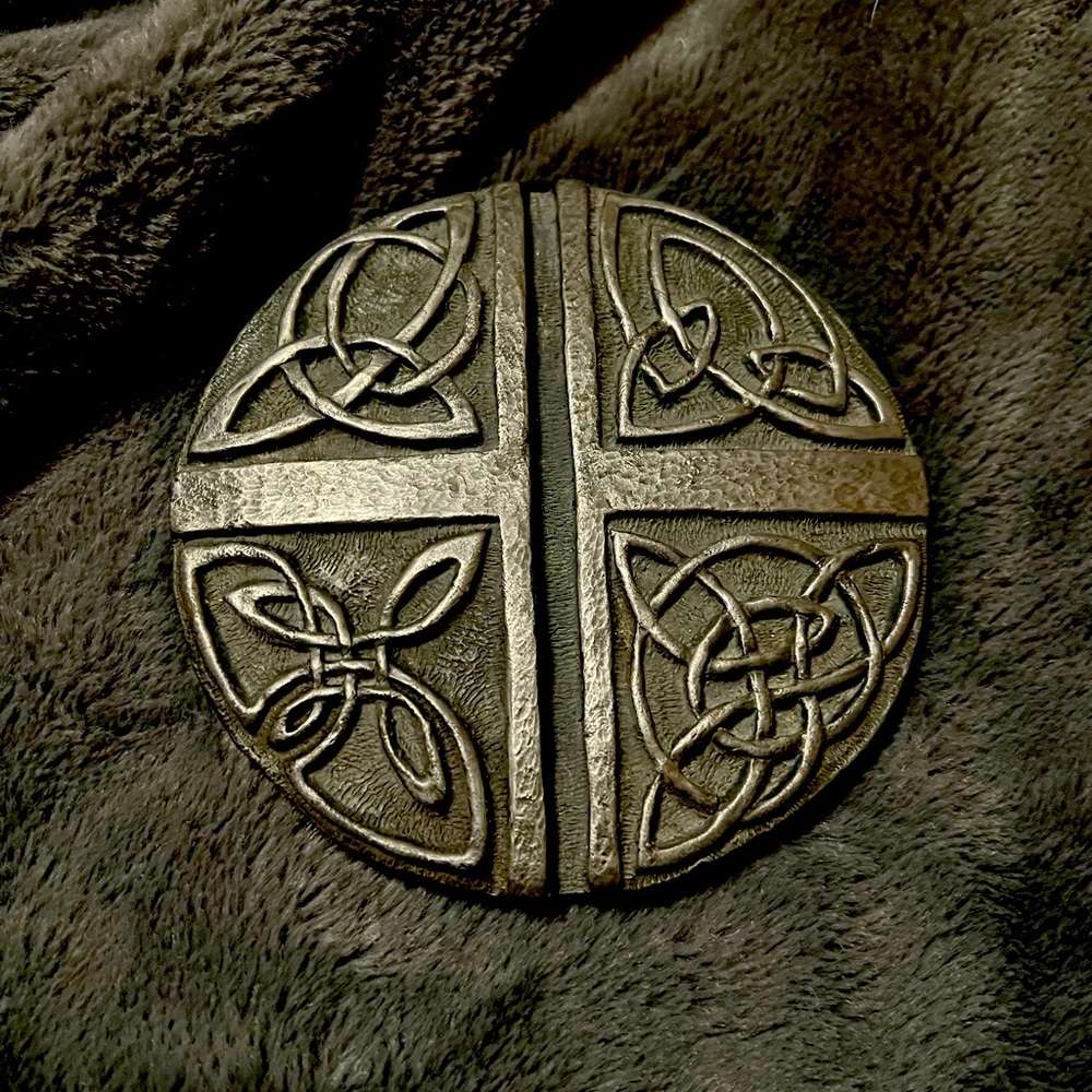 Celtic Love Cross in Cast Iron Imported from Ireland, Handmade 6” Diameter
